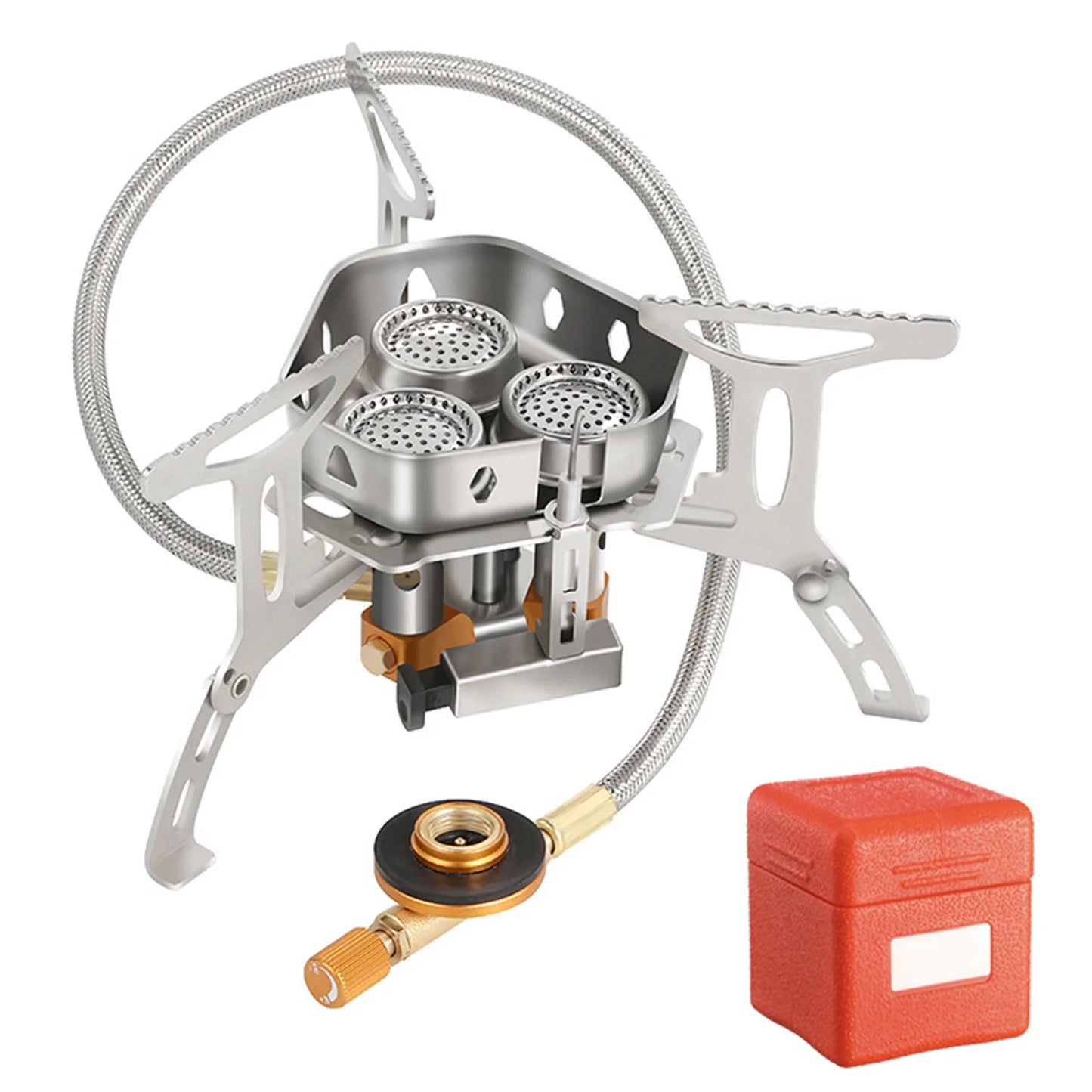 Outdoor Gas Stove Portable Foldable Ultralight Three Head Burner Gas Cooker Camping Windproof Stove Picnic BBQ Cooking Equipment